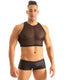 G28 - Men’s Racerback Crop Top – Muscle Fit Cropped Tank - Mesh 1507 Black - Skinzwear