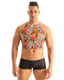 G28 - Men’s Racerback Crop Top – Muscle Fit Cropped Tank - Mesh 4552 Hibiscus printed stretch - Skinzwear