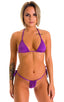Cozumel Fully Adjustable Brazilian Tanga in ThinSKINZ Grape, Rear View; Cozumel Fully Adjustable Brazilian Tanga in ThinSKINZ Grape, Front View; Cozumel Fully A
