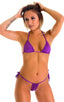 Cozumel Fully Adjustable Brazilian Tanga in ThinSKINZ Grape, Rear View; Cozumel Fully Adjustable Brazilian Tanga in ThinSKINZ Grape, Front View; Cozumel Fully A