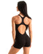 J7 - Womens Gym Onsie with Back Cut - out - Soft Touch Fabric - Solids 9862 Onyx - Skinzwear