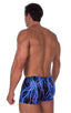 M13 - Mens Fitted Pouch Square Cut Watersport Swim Trunks - Prints 1118 Laser blue lightening - Skinzwear