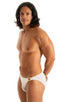 M16DGU - Mens Bikini Briefs with Ornaments - Solid Sheer Semi Sheer 8568 White - Skinzwear