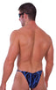 M18 - Mens Fitted Pouch Puckered 1/2 Back Bikini - Prints 1118 Laser blue lightening - Skinzwear
