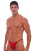 M18 - Mens Fitted Pouch Puckered 1/2 Back Bikini - Wet Look 0008 Lipstick red - Skinzwear