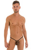 M1R2 - Mens Micro Adjustable G String Bikini - Mesh 4503 - 6407 Tiger - Black - Skinzwear