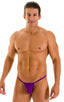 M1R2 - Mens Micro Adjustable G String Bikini - Solid Sheer Semi Sheer 2558 Grape - Skinzwear