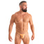 Minimal coverage sheer peach men’s G-string micro swimsuit sexy men’s sheer thong micro bikini with adjustable strap