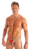 M26 - Mens Seamless Pouch Bikini - Mesh 4552 Hibiscus printed stretch - Skinzwear