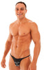M29 - Mens Super Low Tiny Bikini - Mesh 2556 Black peep show - Skinzwear
