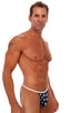 M33 - Mens Banded High Cut 1/2 Back Bikini - Prints 5115 - 5106 - 3499 Stars on navy - Red/white stripes - Optic white - Skinzwear