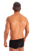 M35 - Mens Micro Low Square Cut Swim Trunks - Solid Sheer Semi Sheer 1537 Black - Skinzwear