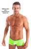 M35 - Mens Micro Low Square Cut Swim Trunks - Solid Sheer Semi Sheer 5536 Lime - Skinzwear