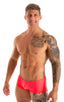 M35 - Mens Micro Low Square Cut Swim Trunks - Solid Sheer Semi Sheer 5537 Neon coral - Skinzwear