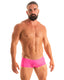 M35 - Mens Micro Low Square Cut Swim Trunks - Solid Sheer Semi Sheer 9885 Siren pink - Skinzwear