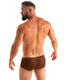 M35 - Mens Micro Low Square Cut Swim Trunks - Solid Sheer Semi Sheer 9886 Chocolate silk - Skinzwear
