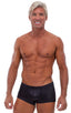M38 - Mens Square Cut Fitted Watersport Swim Trunks - Wet Look 0007 Black - Skinzwear