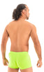 M43 - Mens Square Cut Swim Trunks - Solid Sheer Semi Sheer 5536 Lime - Skinzwear