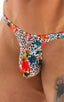 M44 - Mens Bravura Pouch Thong - Mesh 4552 Hibiscus printed stretch - Skinzwear