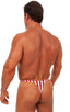 M45 - Mens Swimsuit Thong with Pouch Enhancement - Prints 5115 - 5106 Stars on navy - Red/white stripes - Skinzwear