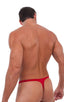 M45 - Mens Swimsuit Thong with Pouch Enhancement - Solid Sheer Semi Sheer 1538 Red - Skinzwear