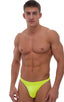 M45 - Mens Swimsuit Thong with Pouch Enhancement - Solids 1459 Chartreuse - Skinzwear