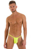 M46 - Mens Roman G String Bikini - Solid Sheer Semi Sheer 5538 Neon chartreuse - Skinzwear