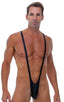 M48 - Mens Borat Style Sling Thong - Wet Look 0007 Black - Skinzwear