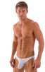 M49 - Mens Exotic Dancer Pistol Bikini with Pouch Enhancement - Mesh 7519 White athletic - Skinzwear