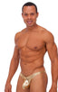 M49 - Mens Exotic Dancer Pistol Bikini with Pouch Enhancement - Metallics 5812 Metallic liquid gold - Skinzwear