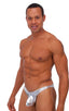 M49 - Mens Exotic Dancer Pistol Bikini with Pouch Enhancement - Metallics 5813 Chrome silver - Skinzwear