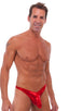 M49 - Mens Exotic Dancer Pistol Bikini with Pouch Enhancement - Metallics 9811 Red - Skinzwear
