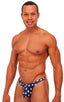 M49 - Mens Exotic Dancer Pistol Bikini with Pouch Enhancement - Prints 5115 - 5106 Stars on navy - Red/white stripes - Skinzwear