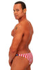 M49 - Mens Exotic Dancer Pistol Bikini with Pouch Enhancement - Prints 5115 - 5106 Stars on navy - Red/white stripes - Skinzwear