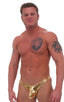 M49X - Mens Exotic Dancer Pistol Bikini with Pouch Enhancement PROLining - Metallics 5812 Metallic liquid gold - Skinzwear