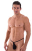 M52 - Mens Teardrop G String Swimsuit - Solid Sheer Semi Sheer 1537 Black - Skinzwear