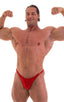 M54POS - Mens Bodybuilder Posing Suit Narrow Back - Wet Look 0008 Lipstick red - Skinzwear
