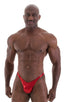 M54POS - Mens Bodybuilder Posing Suit Narrow Back - Wet Look 0008 Lipstick red - Skinzwear