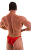 M54POS - Mens Bodybuilder Posing Suit Narrow Back - Wet Look 0008 Lipstick red - Skinzwear