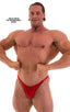 M54POS - Mens Bodybuilder Posing Suit Narrow Back - Wet Look 0008 Lipstick red - Skinzwear