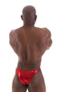 M54POS - Mens Bodybuilder Posing Suit Narrow Back - Wet Look 0008 Lipstick red - Skinzwear