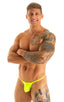 M55 - Mens Stuffit Pouch G String Swimsuit - Solid Sheer Semi Sheer 4556 Lemon lime - Skinzwear