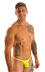 M55 - Mens Stuffit Pouch G String Swimsuit - Solid Sheer Semi Sheer 4556 Lemon lime - Skinzwear