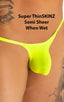 M55 - Mens Stuffit Pouch G String Swimsuit - Solid Sheer Semi Sheer 4556 Lemon lime - Skinzwear