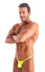 M55 - Mens Stuffit Pouch G String Swimsuit - Solid Sheer Semi Sheer 5536 Lime - Skinzwear