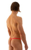 M55 - Mens Stuffit Pouch G String Swimsuit - Solid Sheer Semi Sheer 5537 Neon coral - Skinzwear