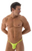 M55 - Mens Stuffit Pouch G String Swimsuit - Solid Sheer Semi Sheer 5538 Neon chartreuse - Skinzwear