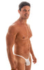 M55 - Mens Stuffit Pouch G String Swimsuit - Solid Sheer Semi Sheer 8568 White - Skinzwear
