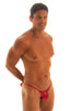 M55 - Mens Stuffit Pouch G String Swimsuit - Solids 3450 Ruby red - Skinzwear