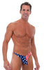 M56 - Mens Pouch Enhanced Pistol Thong Bikini - Prints 5115 - 5106 Stars on navy - Red/white stripes - Skinzwear